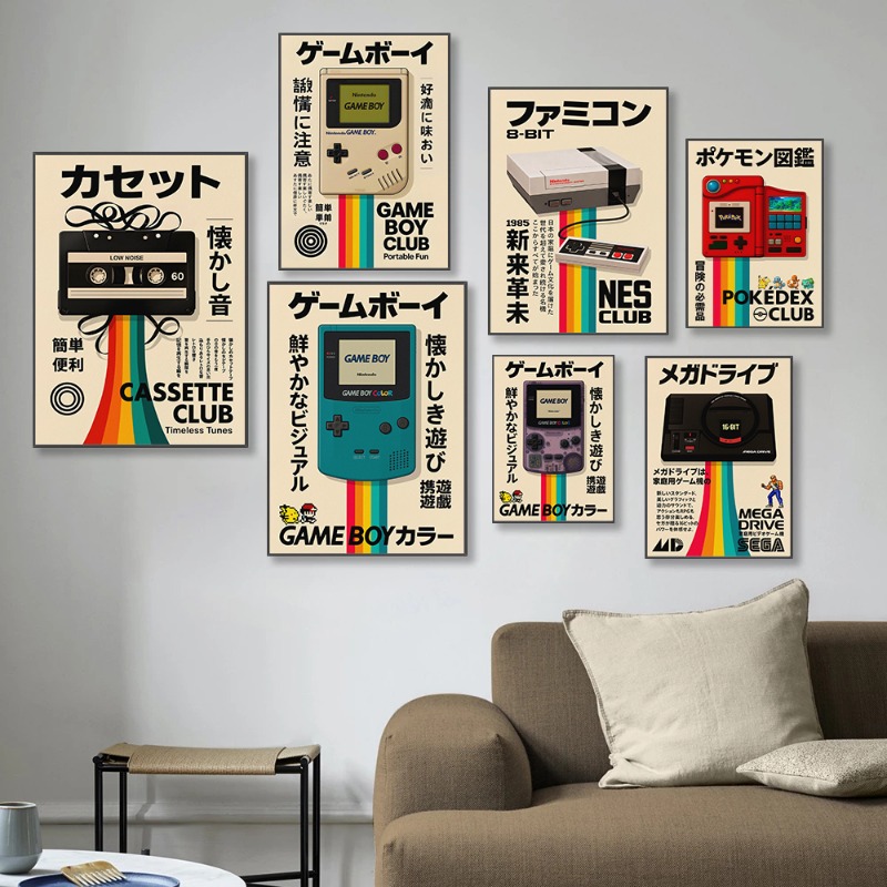 Retro Gaming Poster Japanese T - огляд і ціна Gaming Console In 90S