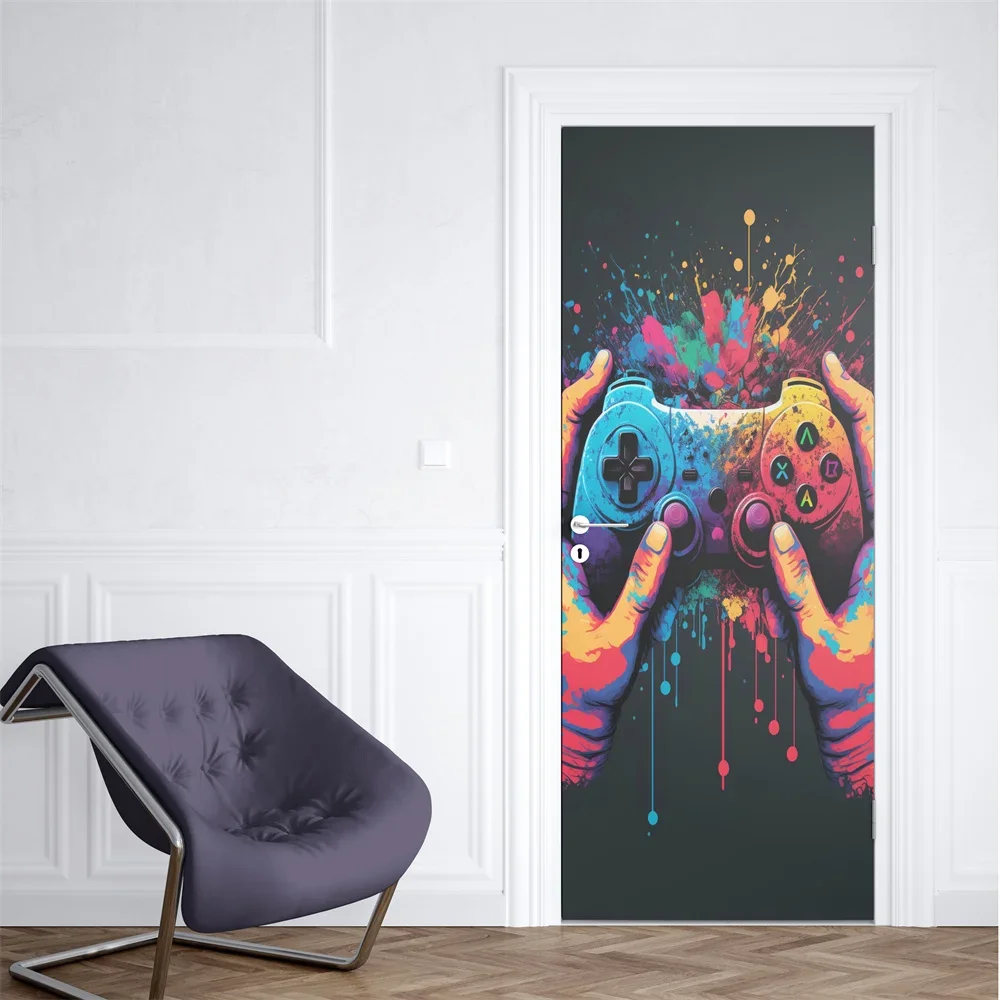 Neon Punk Game Door Sticker Sp - огляд і ціна Gaming Console Wallpaper